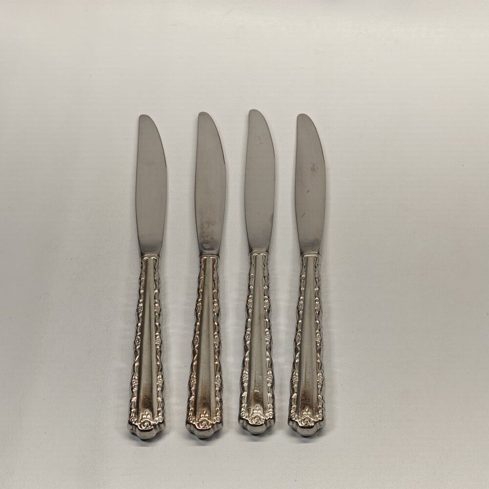 Oneida Cherie 4 Dinner Knives Stainless Steel Flatware Replacement Knife Set Lot